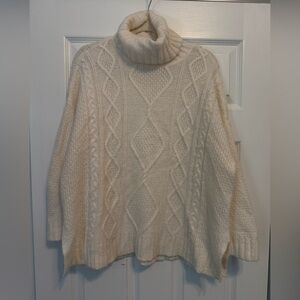 Aerie Cream Cable Knit Turtleneck Sweater